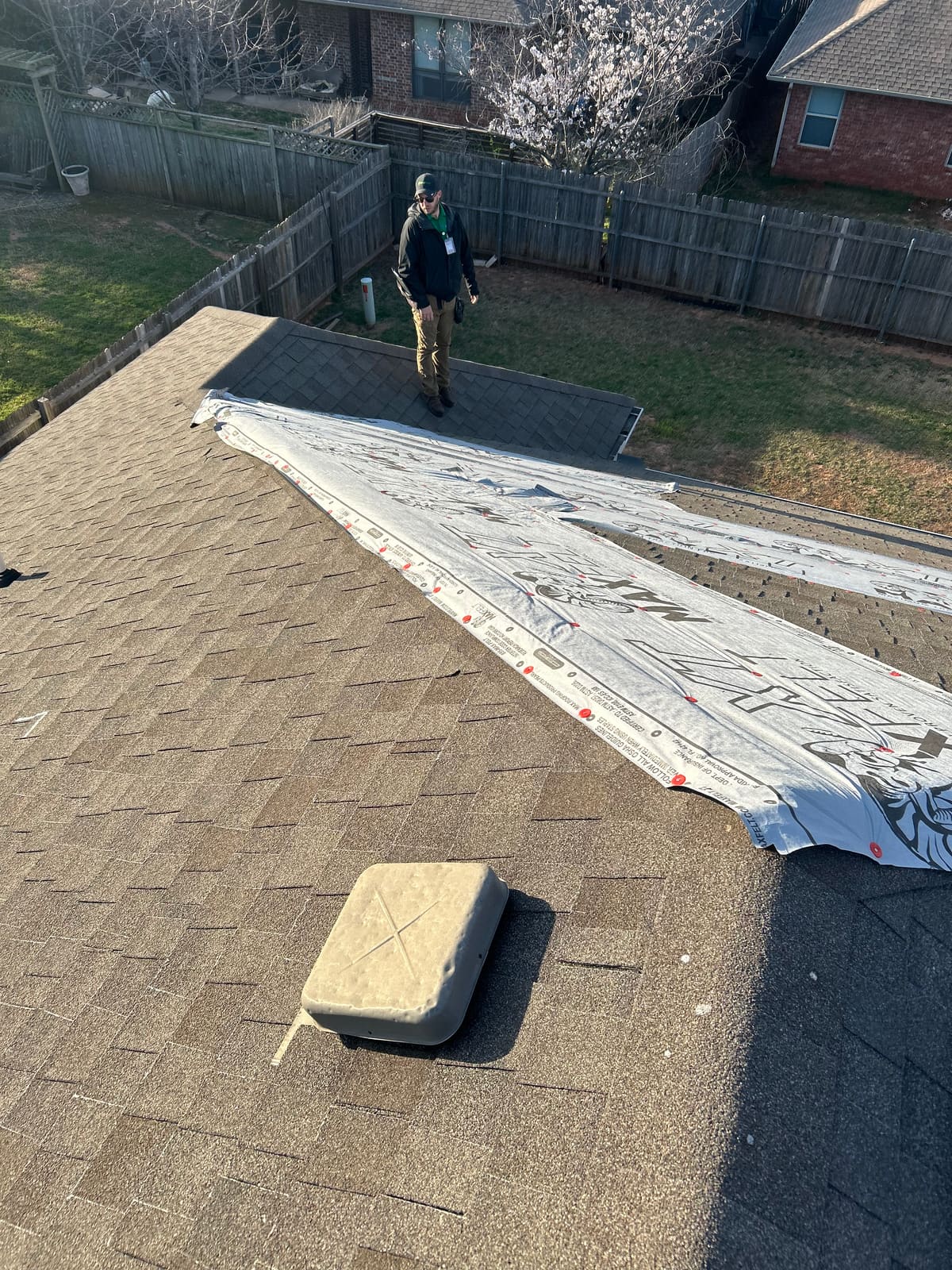 Dried-in with new underlayment, ready for shingles after storm damage
